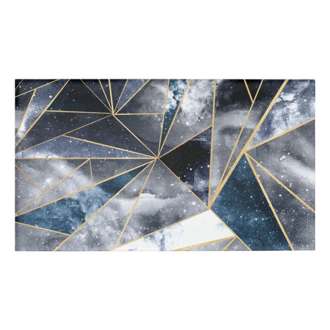 Badge D'identification Nebula Galaxie moderne Triangles géométriques d'or (Devant)