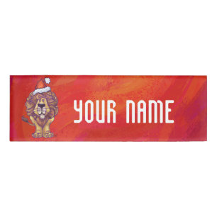 Badge D'identification Noël du lion en rouge