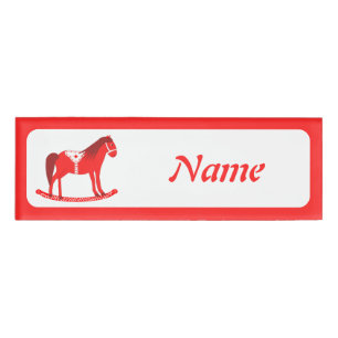 Badge D'identification Noël scandinave Cheval Rocse Nom personnalisé