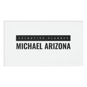 Badge D'identification Noir & Blanc Minimaliste Simple Plaque