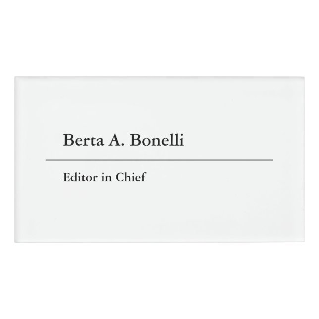 Badge D'identification Noir clair minimaliste moderne (Devant)