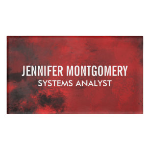 Badge D'identification Noir moderne et rouge foncé Abstrait - Professionn