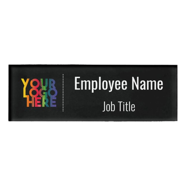 Badge D'identification Noir simple logo d'entreprise Arrière - plan noir (Devant)