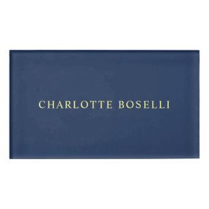 Badge D'identification Nom de couleur bleu minimaliste classique professi
