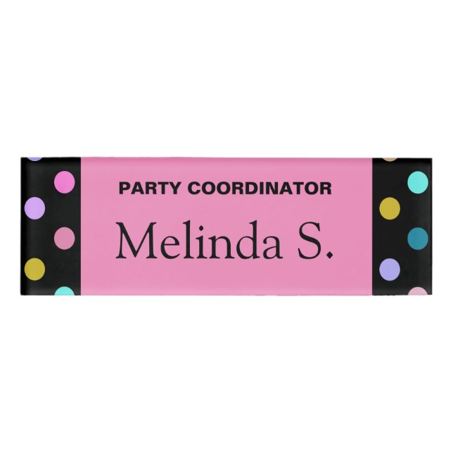 Badge D'identification Nom de la partie des points de confettis rose pâle (Devant)