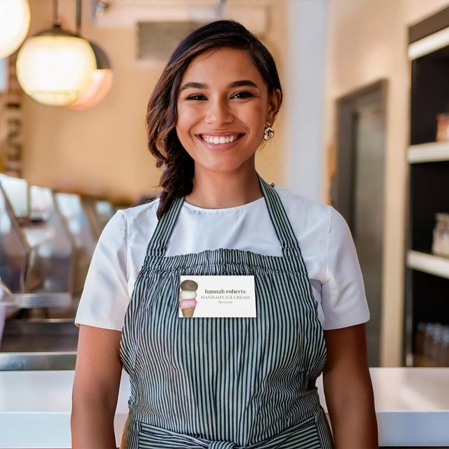 Badge D'identification Nom de l'employé Crème glacée personnalisée (Ice cream cone business name tag. )