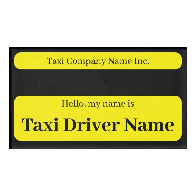 Badge D'identification Nom du conducteur de taxi de taxi simple Plaque no (Devant)