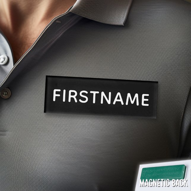 Badge D'identification Nom et titre personnalisés de base - noir et blanc (Custom Name Tag - Personalize )