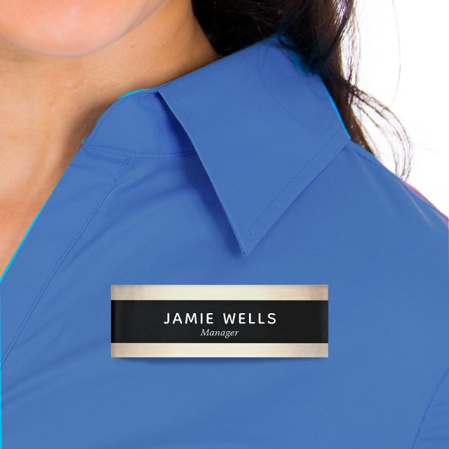 Badge D'identification Nom magnétique du personnel de l'employé d'or noir (Créateur téléchargé)