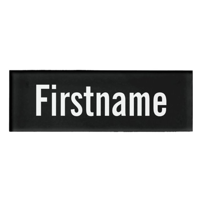 Badge D'identification Nom personnalisé de base uniquement - noir et blan (Devant)