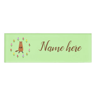 Badge D'identification Nom personnalisé du marmotte et des fleurs de tuli