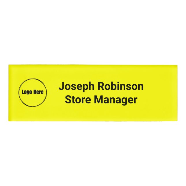 Badge D'identification Nom personnalisé Logo Logo Néon Jaune (Devant)
