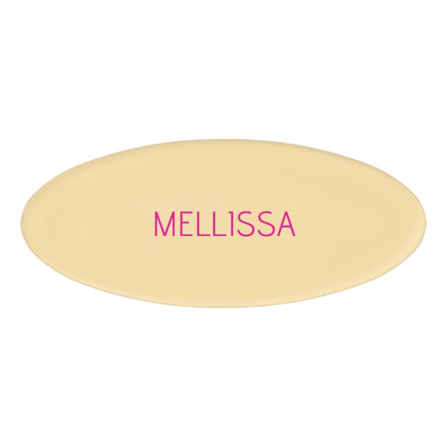 Badge D'identification Nom personnalisé minimaliste crème  (Devant)