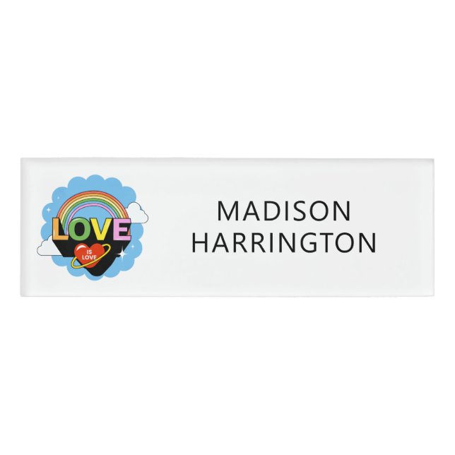 Badge D'identification Nom personnalisé / Texte "L'amour est amour" (Devant)