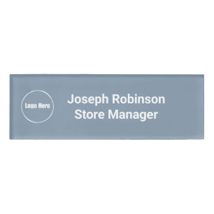 Badge D'identification Nom personnalisé Titre Logo Dusty Blue