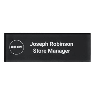 Badge D'identification Nom personnalisé Titre Logo Jet Noir