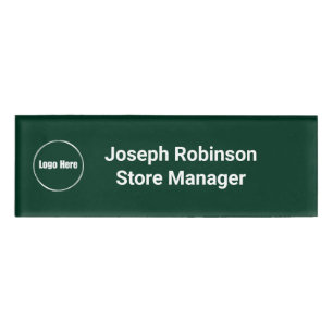 Badge D'identification Nom personnalisé Titre Logo Vert foncé