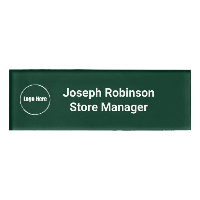 Badge D'identification Nom personnalisé Titre Logo Vert foncé (Devant)