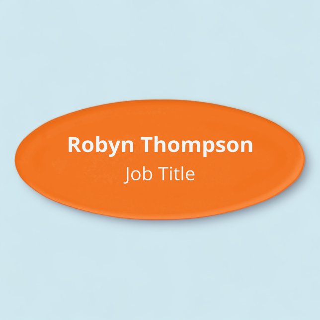 Badge D'identification Nom professionnel ovale Étiquette Non Logo Acryliq (MISOOK Orange Oval Name Tag Magnetic)