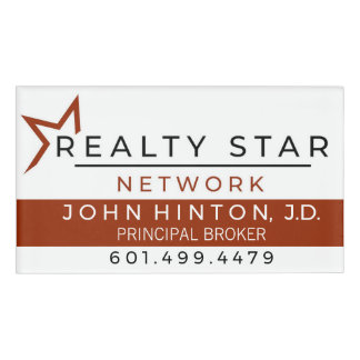 Badge D'identification Nommez Tage, blanc avec la bannière rouge