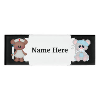 Badge D'identification Nurse Bear prenant soin du nom du patient