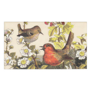 Badge D'identification Oiseaux de printemps Robin Oiseaux rouges