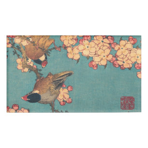 Badge D'identification Oiseaux Fleurs Hokusai Art Japonais