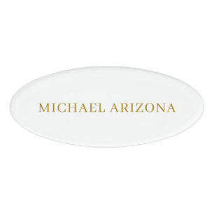 Badge D'identification Or & Blanc Minimaliste Simple Moderne