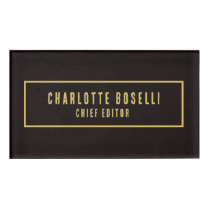 Badge D'identification Or & Noir Minimaliste Moderne Professionnel