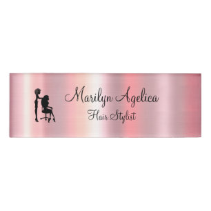 Badge D'identification Or rose de coiffeur chic