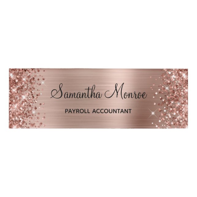 Badge D'identification Paillettes Rose Gold Foil (Devant)