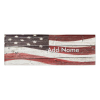 Painted American Flag on Rustic Wood Texture