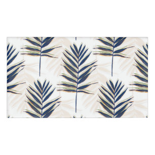 Badge D'identification Palmier bleu moderne Feuille Gold Strots Blanc Des