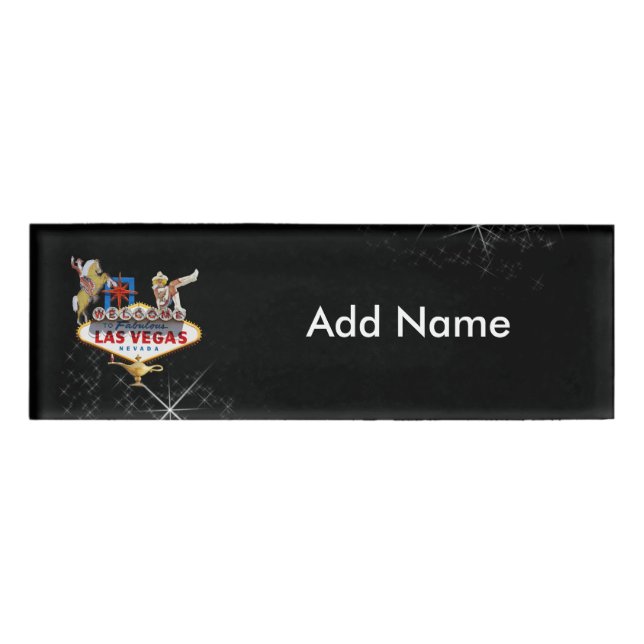 Badge D'identification Panneau de bienvenue de Las Vegas sur fond étoilé (Devant)