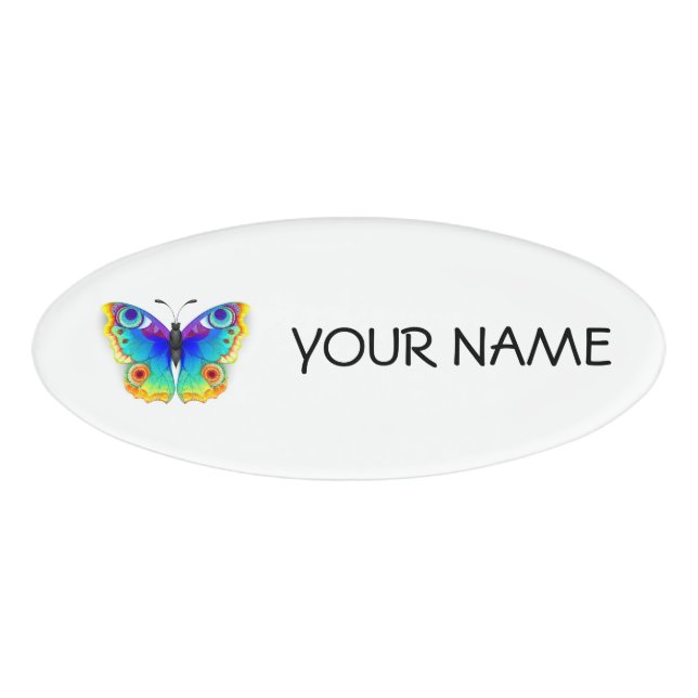 Badge D'identification Papillon Paon Arc-en-Ciel (Devant)