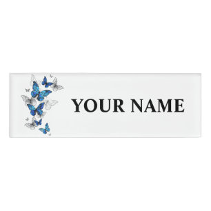 Badge D'identification Papillons volants bleus Morpho