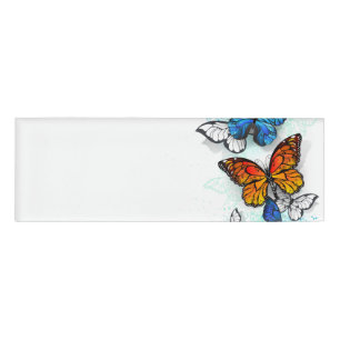 Badge D'identification Papillons volants Morpho et Monarch