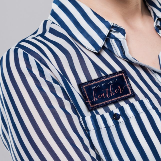 Badge D'identification Parti Confetti Bleu Rose de la Marine (Créateur téléchargé)