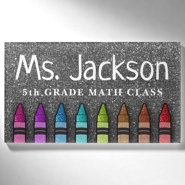 Badge D'identification Parties scintillant Arc En Arc Crayons Art Enseign (Devant)