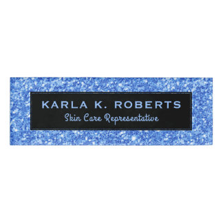 Badge D'identification Parties scintillant Faux bleu clair et arrière - p