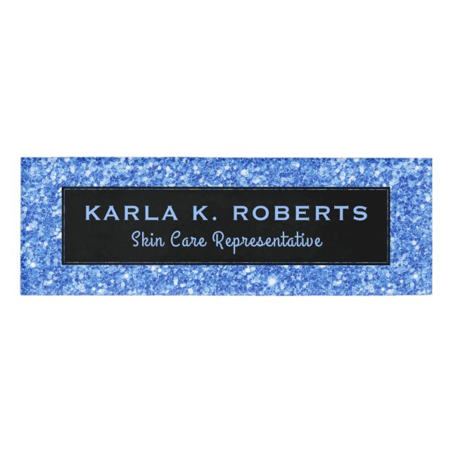 Badge D'identification Parties scintillant Faux bleu clair et arrière - p (Devant)