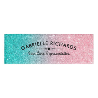 Badge D'identification Parties scintillant Faxu Turquoise et rose