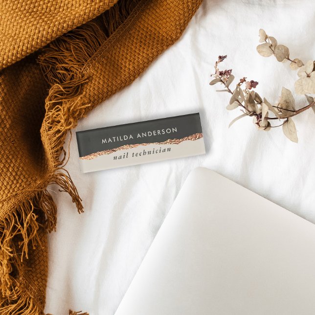 Badge D'identification parties scintillant or rose noir girly élégant mod (Créateur téléchargé)