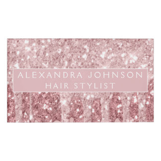 Badge D'identification Parties scintillant or rose | Vitre rose pâle