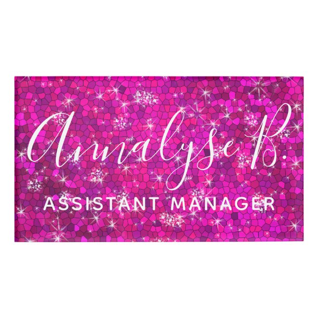 Badge D'identification Parties scintillant rose chaud brillant profession (Devant)