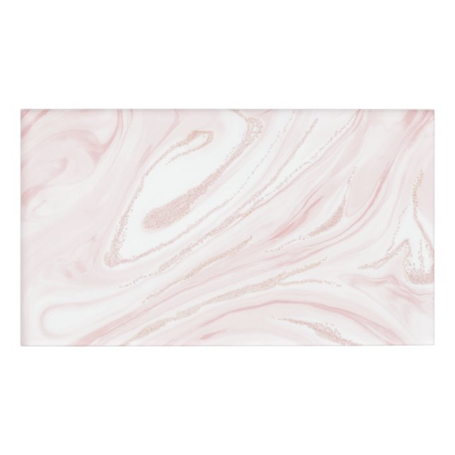 Badge D'identification Parties scintillant rose moderne marbre (Devant)