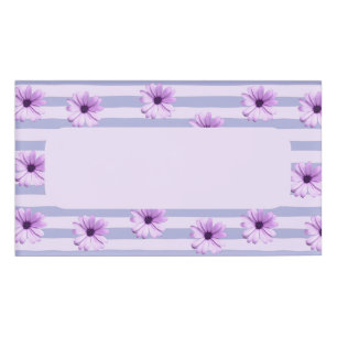 Badge D'identification Pastel rayures motif avec marguerites