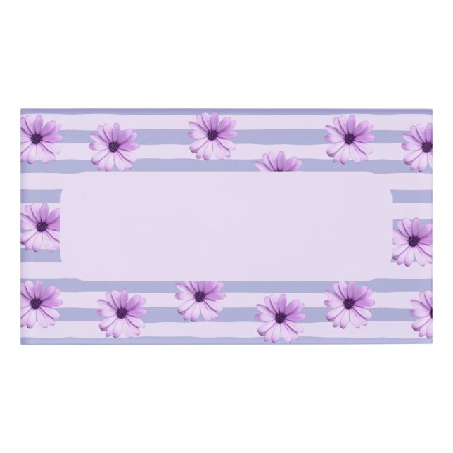 Badge D'identification Pastel rayures motif avec marguerites (Devant)