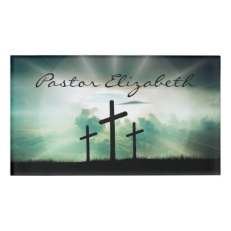 Badge D'identification Pastor Christian Church Cross Monogramme Nom Insig