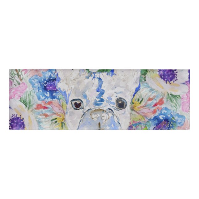 Badge D'identification peinture Abstraite à l'aquarelle florale de bulldo (Devant)